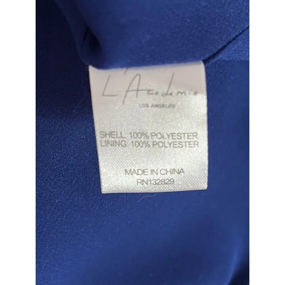 ✨ L'Academie The Wrap Blouse in Navy Blue | Satin Luxe Sz S | Revolve✨ - Picture 7 of 8